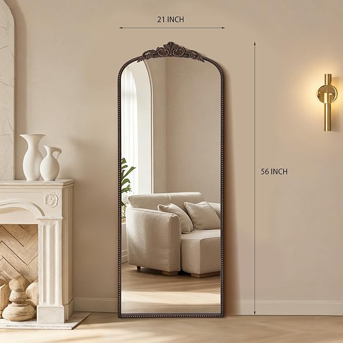 Micasso Bronze Full Length Mirror: 21''x56'' Traditional Ornate Vintage Floor Long Body Mirror - Baroque Antique for Wall/Dressing Room/Bedroom/Entryway/Hallway - Home Decor for Living Room