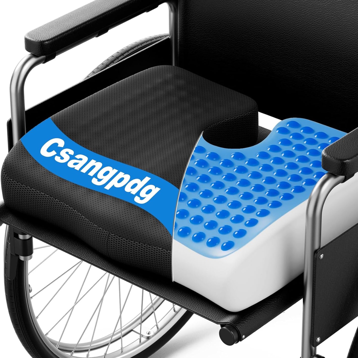 Skiennix Wheelchair Seat Cushion - Ergonomic Cooling Gel with Waterproof Silk Fabric | Hip Support & Sciatica Relief