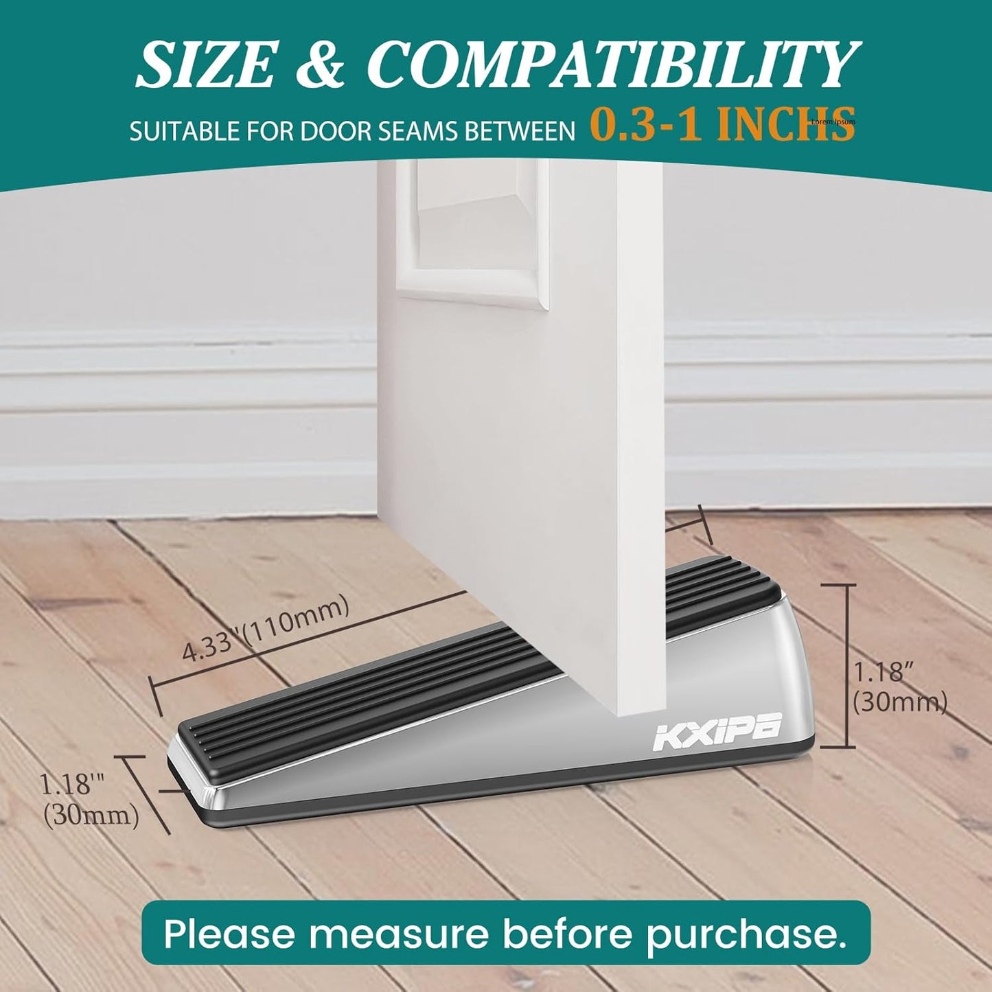 Skiennix Heavy Duty Door Stopper Wedge - Premium Brushed Stainless Steel, 2-Pack | Wall Protector for Home & School