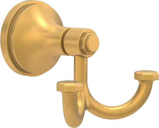 Franklin Brass Woodruff (1-Pack) Towel Hooks Satin Gold Double Bathroom J Hooks Wall Mounted for Robes & Towels Hand Towel Hook Holder Kitchen, Bathroom Accessories WDRF35-SG