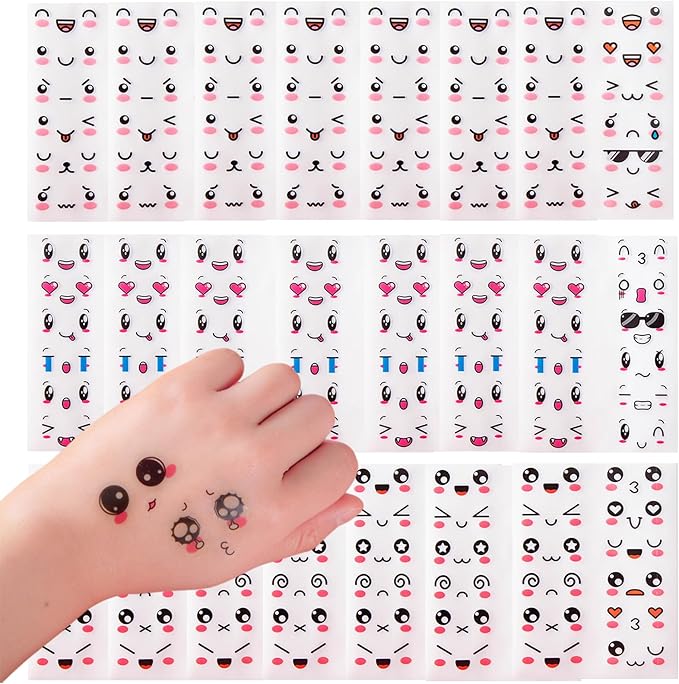 360Pcs Cute Cartoon Face Stickers for for Halloween, Christmas and Valentine's Day Daily Life, Expression Stickers with Colorful Eyes Nose Mouth Creative Stationery Sticker(Cute)