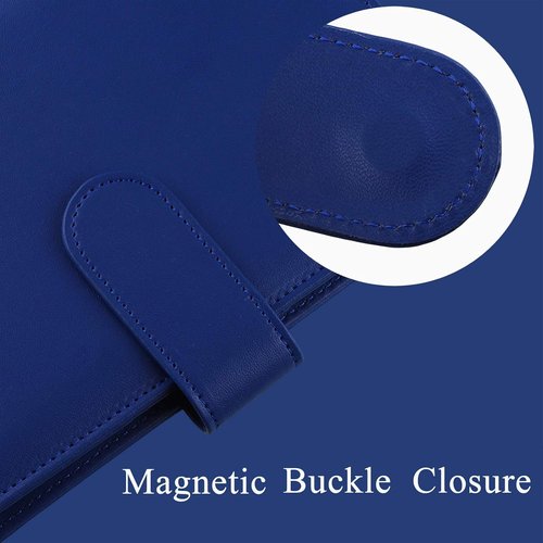 Antner A6 PU Leather Budget Binder - Refillable 6-Ring Notebook with Magnetic Closure | Navy Blue