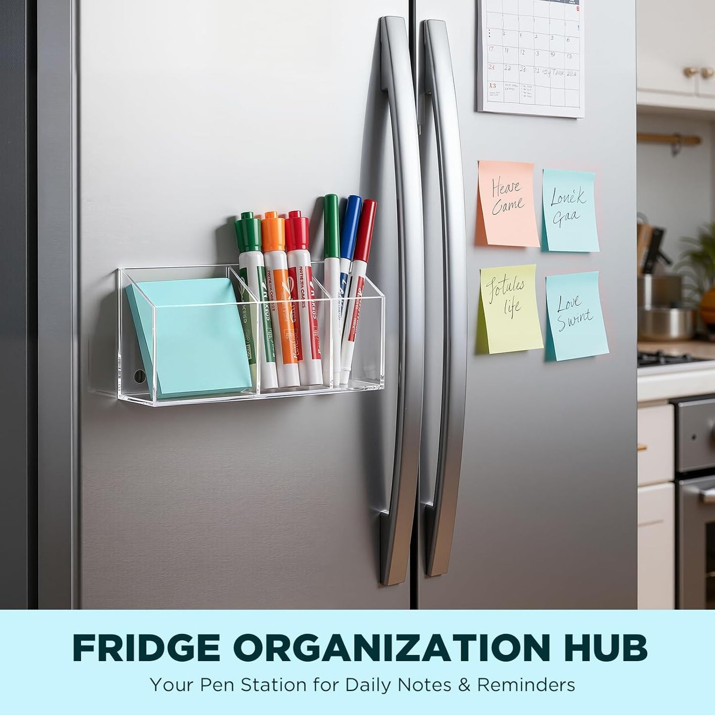 Skiennix Magnetic Pen Holder - Acrylic Dry Erase Marker Cup for Whiteboard & Refrigerator | Office & Classroom Organizer