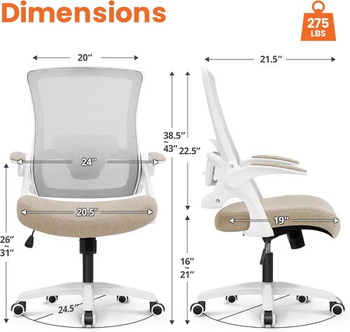 NEO CHAIR Ergonomic Gaming Chair - High Back Mesh Seat with Adjustable Armrests | Beige Color