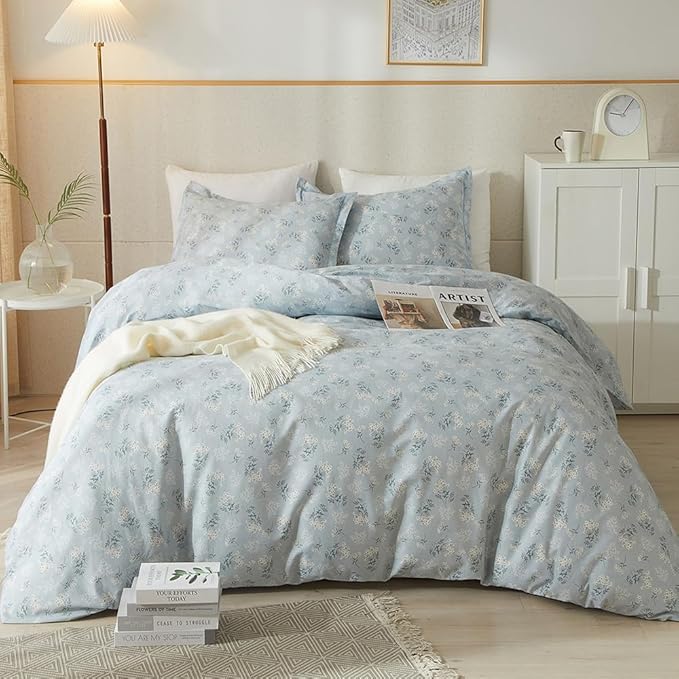 HighBuy Blue Flowers Bedding Comforter Sets for Twin XL Bed 3 Piece Vintage Floral Comforter Twin XL for Girls Teens Bedroom,Farmhouse Floral Comforter Fluffy Soft for All Season