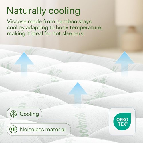 Niagara Ultra Soft Full Size Mattress Topper - Bamboo Viscose Pillow Top for Back Pain Relief | Naturally Cooling, Fits 6-18" Mattresses, 600GSM, Green