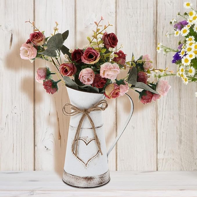 BESTonZON Decorative Metal Iron Flower Vase Tabletop Floral Arrangement Pot for Home Office Boutique Dessert Shop for Fresh Artificial Flowers