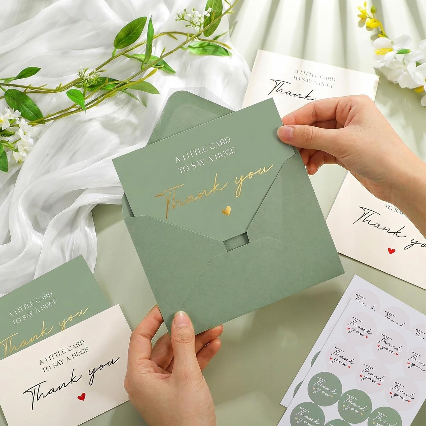 Thboxes Thank You Cards - 36 Pack 4x6 Inch Blank Note Cards with Envelopes & Stickers for All Occasions