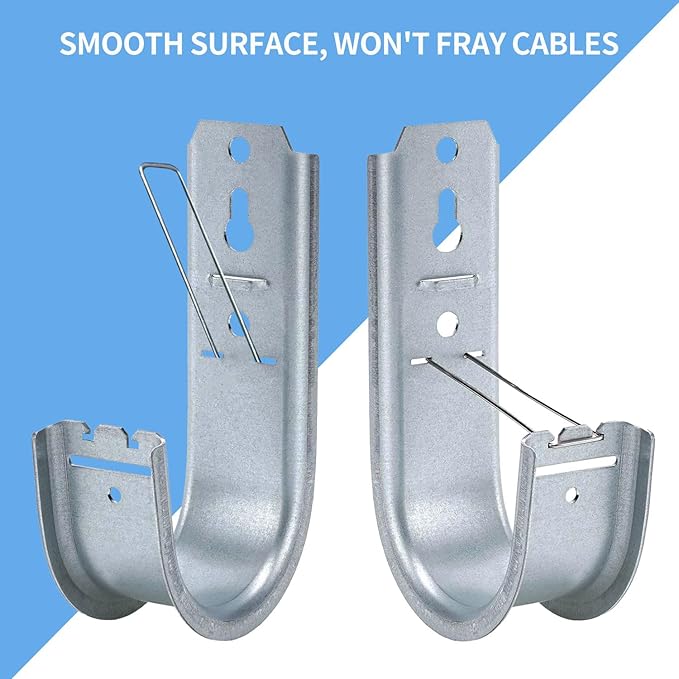 100 Pack 2-Inch Galvanized Steel Cable Support J-Hooks with Retainer Clips - Heavy Duty Wall Mount Cable Management Hooks for Structured Cabling & Organization