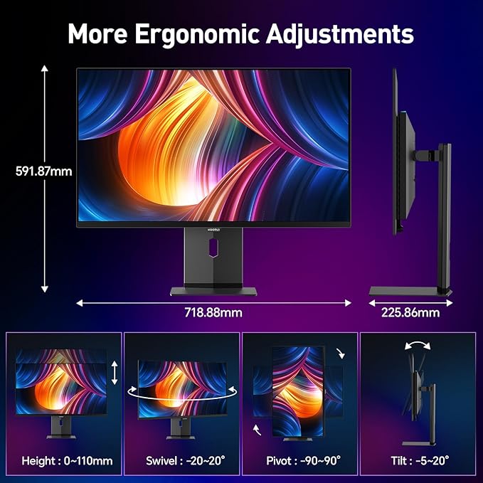 KOORUI 32 Inch 4K OLED Gaming Monitor, UHD 240Hz 0.03ms Computer Monitor, HDR True Black 400, 99% DCI-P3, AdaptiveSync, DisplayPort&HDMI, Tilt/Pivot/Swivel/Height Adjustable, USB Type-C, VESA