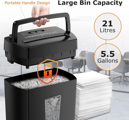 Bonsaii 12-Sheet Cross Cut Paper Shredder - Heavy Duty Home Office Shredder with Transparent Window | P-4 Security Level