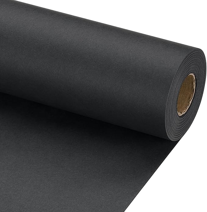 PATIKIL Wrapping Paper, 12" x 800"(66') 70 GSM Craft Paper Roll Kraft Packing Paper for Poster Bulletin Board, Gift Wrapping, Black