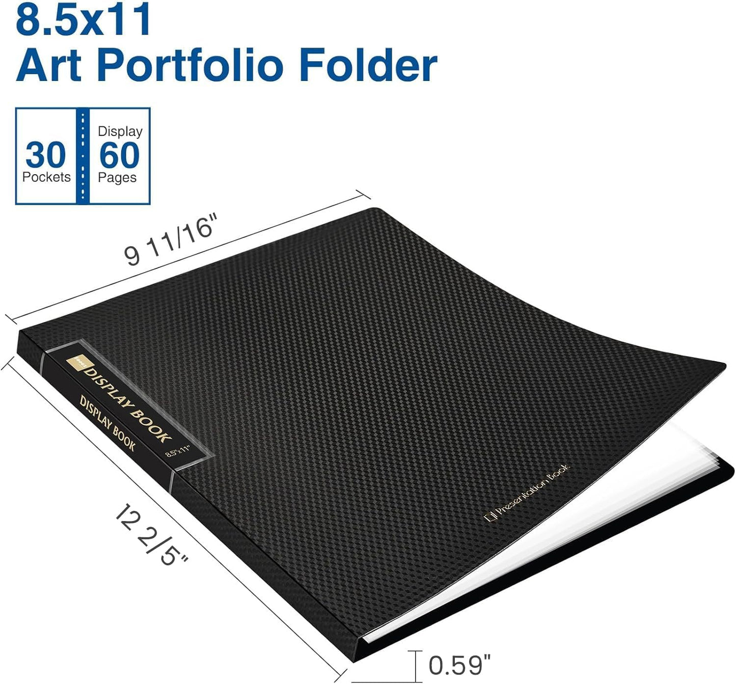 Sooez 30-Pocket Binder - Clear Plastic Sleeves for 60 Pages | 8.5x11 Art Portfolio & Document Organizer