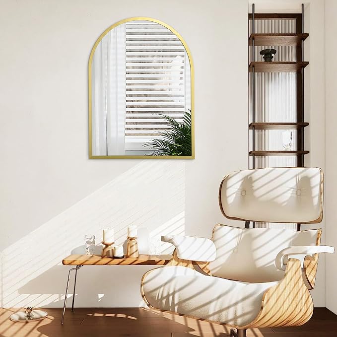 Arched Bathroom Mirror for Wall, Arch Wall Mirror Aluminum Alloy Frame Mirror for Vanity Living Room, Bedroom, Entryway Large 28"x20"