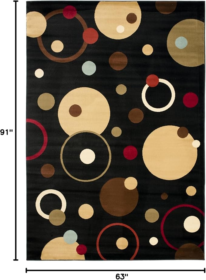 SAFAVIEH Porcello Collection Area Rug - 5'3" x 7'7", Black & Multi, Mid-Century Modern Abstract Design, Non-Shedding & Easy Care, Ideal for High Traffic Areas in Living Room, Bedroom (PRL6851-9091)