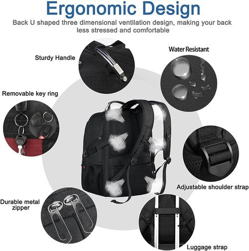 Lifetime Warranty Extra Large Travel Backpack - 52L Capacity, Anti-Theft Design, Water Resistant | Black