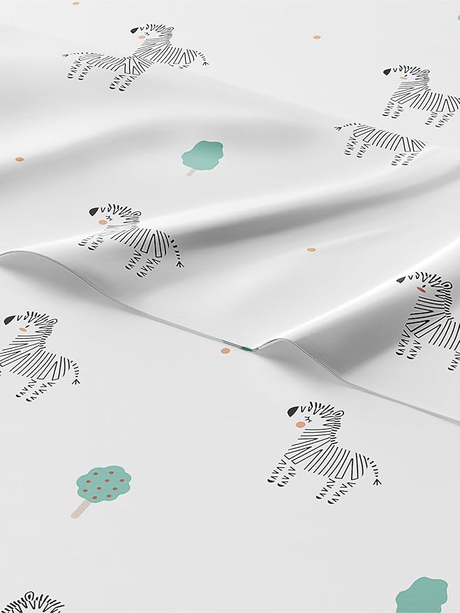 Kids Zebras Full 4 Piece Sheet Set - Boys, Girls, Teens, Toddler - Easy Fit Deep Pockets - Breathable, Hotel Quality Bedding Sheets - Machine Washable - Wrinkle Free - Cute, Cozy, Soft - CGK Linens