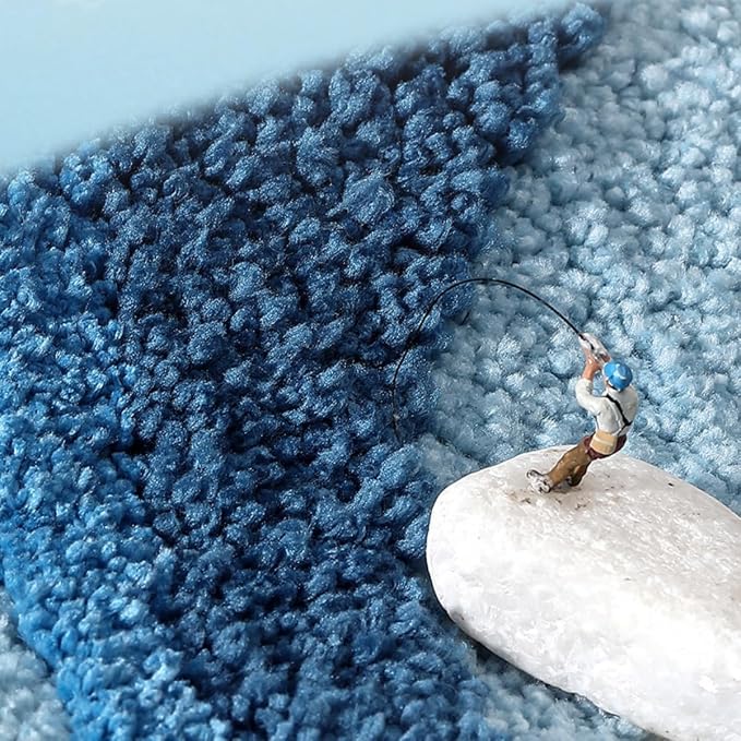 Ankah Luxurious Nordic Bathroom Rug, Extra Soft Fluffy Bath Mat, Absorbent, Non-Slip, Easy to Care and Fast Drying, Modern Style Marble Pattern Shower Rug, Home Decor Accessories, 17.3"x29.9", Blue