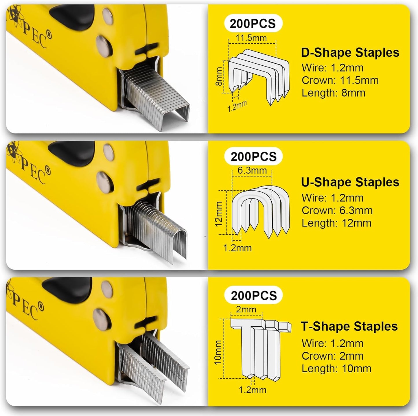 Topec Heavy-Duty Upholstery Staple Gun - 3-in-1 Manual Brad Nailer with 600 Staples for DIY Projects