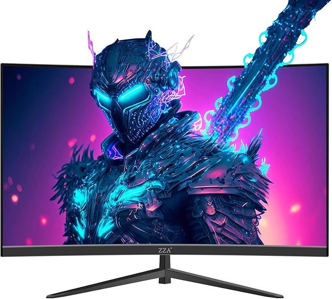 ZZA 32 Inch Curved Gaming Monitor 240Hz Curved Monitor Computer Monitor-HDMI DP USB Headphone Ports,1080p 1K FHD Ultra Slim Curved Screen with Wide Angle,High Refresh Rate Immersive PS5 Xbox PC Gaming