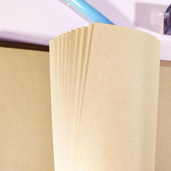 A5 Kraft Loose Leaf Refill Paper, 210x142mm, 135 Sheets Brown Planner Refills, 6-Ring Binder Compatible, 100GSM Insert Papers for Journals, Sketching, Vintage Writing & DIY Crafts