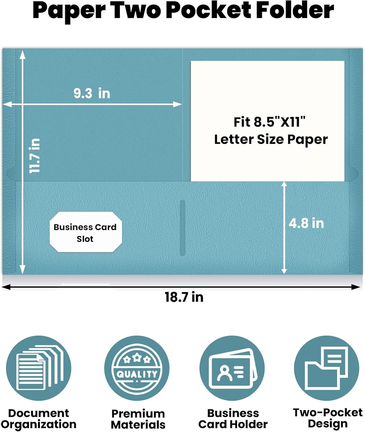 SUNEE 2 Pocket Folders - 25 Pack in Warm Blue | Letter Size Textured Paper for School & Office