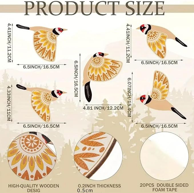 Fenteer Wooden Bird Wall Art Wall Decor Decorative Ornament Desktop Figurine Figurine Crafted from Wood and Resin Suitable for Living Room Office Gi