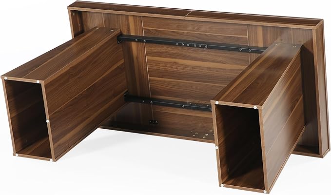Tribesigns 55 Inches Executive Desk, Mid-Century Modern Home Office Desk with Double Trapezoid Base, Wood Computer Desk Business Workstation Desk Small Conference Table, Brown