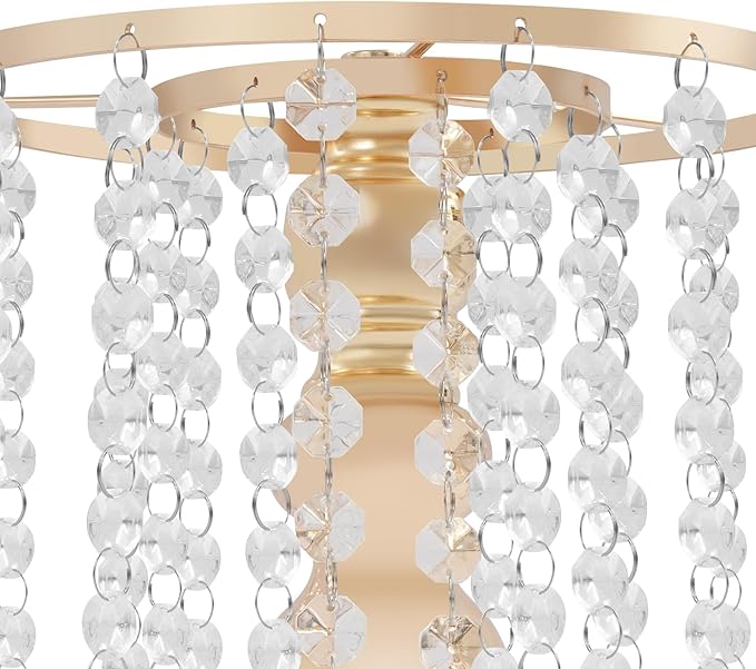 10 Pcs Glam Crystal Flower Stands, Wedding Reception Decorations with Sparkling Crystal Beads Table Center Display Flower Arrangement Flower Stand Metal Vase for Event Decor (Gold, Height:13.77in)