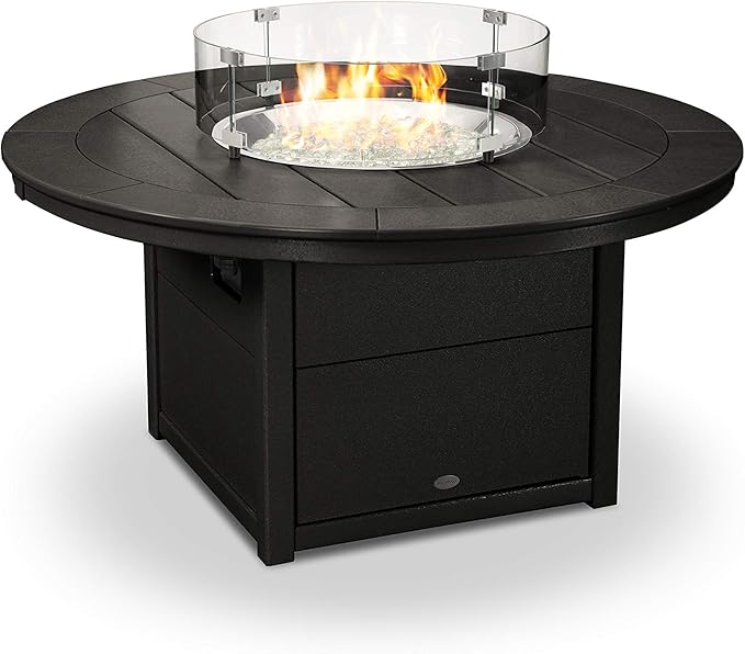 POLYWOOD® Round 48" Fire Pit Table in Black