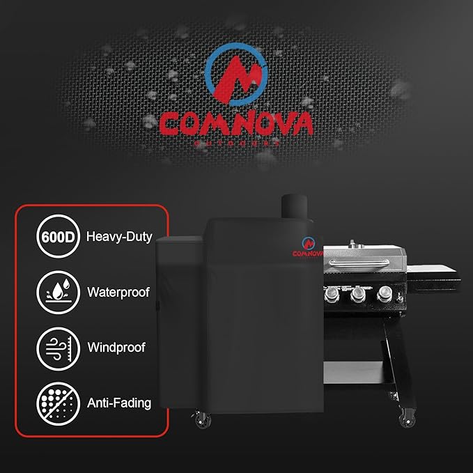 Comnova Grill Cover for Pit Boss KC Combo - Premium Wood Pellet Smoker Cover for Pitboss Waterproof & Heavy Duty, 600D Pellet BBQ Cover for Pit Boss KC Combo Platinum Series Grill