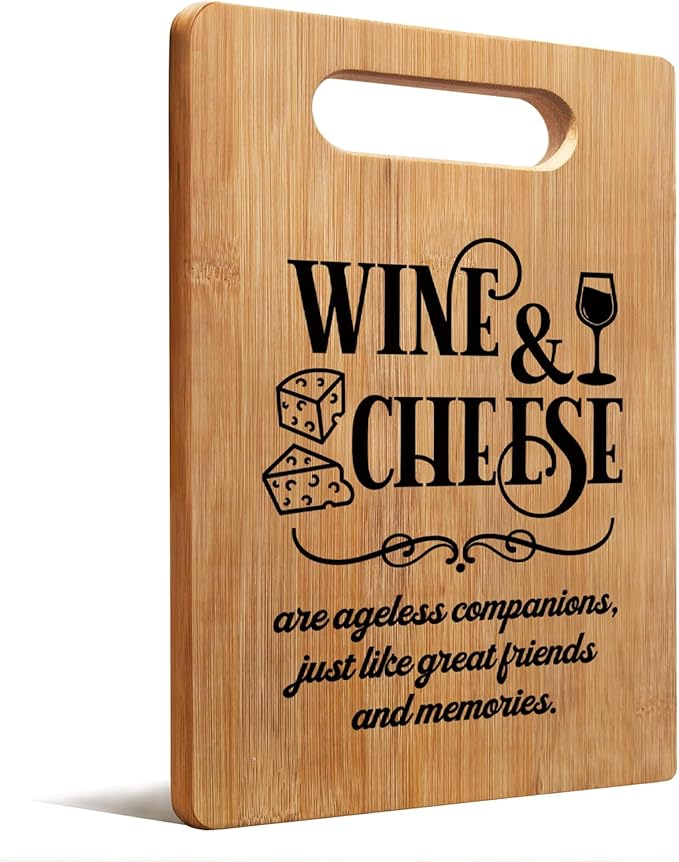 Lacama Wine Gifts Cheese Gifts for Women Cutting Board, Funny Wine Gift for Christmas Birthday for Mom Men Women Frinends Family, Kitchen Decorative Bamboo Cutting Board