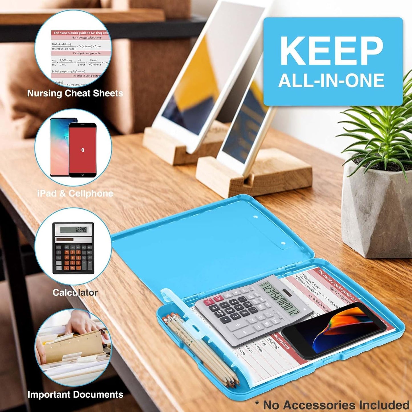 Sooez Clipboard - 8.5 x 11 Storage Case with Pen Holder | Ideal for Nurses & Teachers, Plastic Organization Box
