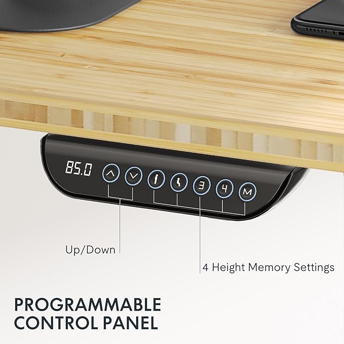 FLEXISPOT E6 MAX Bamboo Dual Motor 3 Stages Standing Desk 72x30 Inch Whole-Piece Board Electric Height Adjustable Stand Up Desk 150KG Load Capacity(Black Frame + Bamboo Desktop)