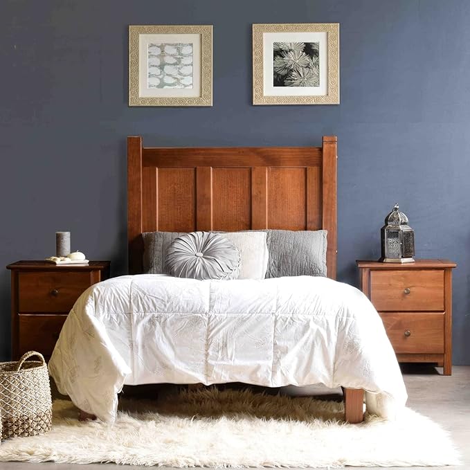 Grain Wood Furniture Shaker Solid Wood Panel Platform Bed, Twin Size, Walnut