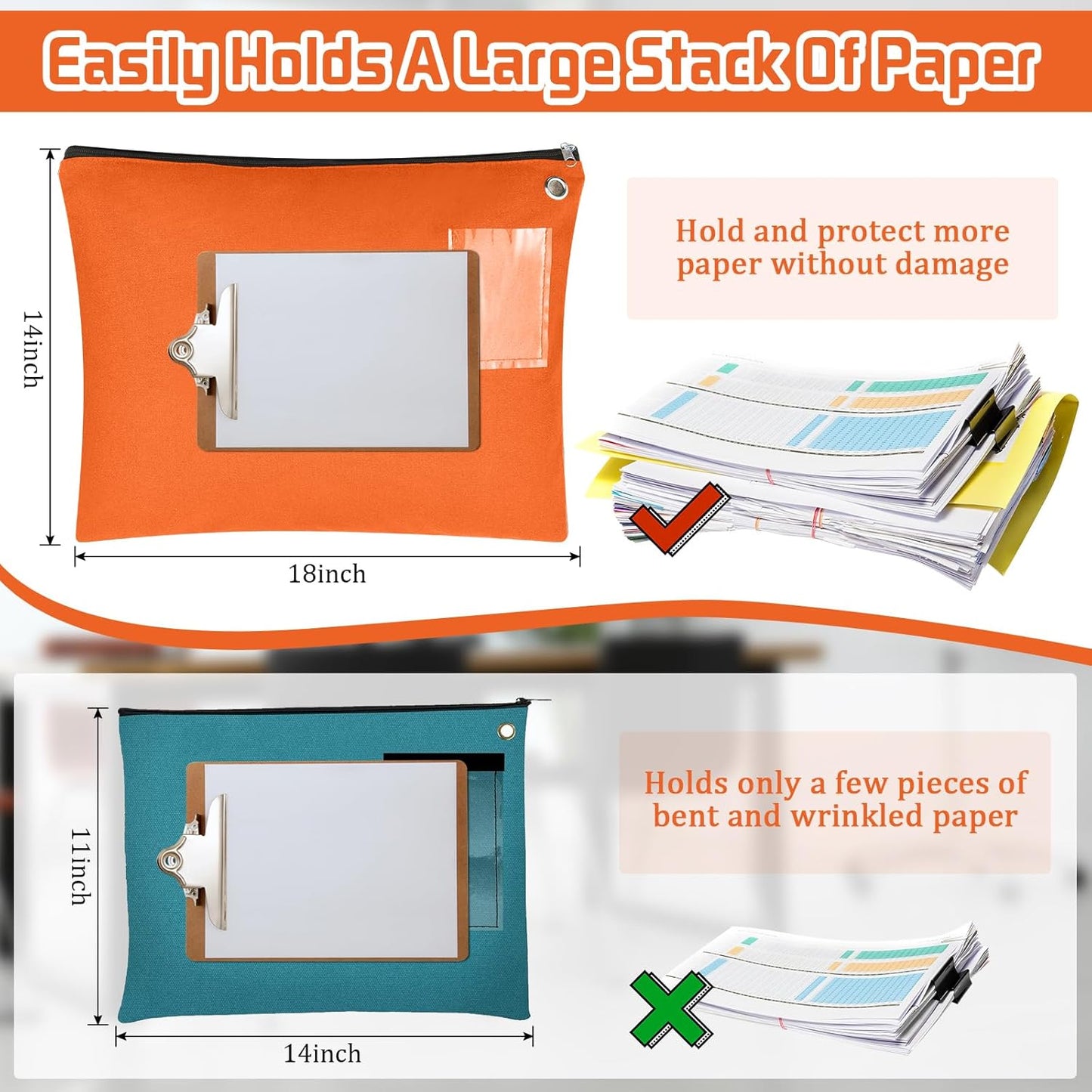 Skiennix Interoffice Mailer Canvas Transit Sack - Large 18" x 14" Zipper Pouch with Grommet | Orange