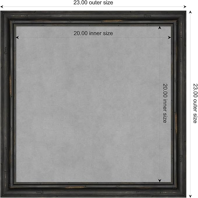 Amanti Art Black Framed Magnetic Board 23x23 Medium Vision Board for use with Magnets, 100% Metal Sheet to Display Items as Office Decor or for Home Organization in mudroom, Kitchen or Kids Room