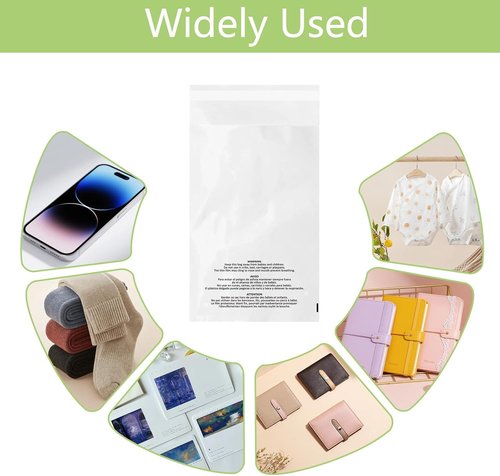 Belinlen 300 Count Self-Seal Clear Poly Bags - 6x9 Inch with Suffocation Warning & Permanent Adhesive