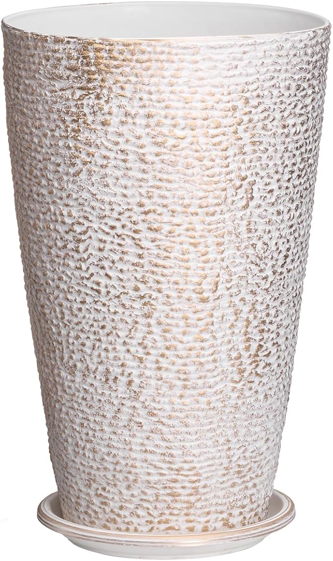 VEVOR Set of 2 Tall Outdoor Planters 21" H, Round Large Planters for Front Porch and Patio, Stone Finish Flower Tree Plant Pots