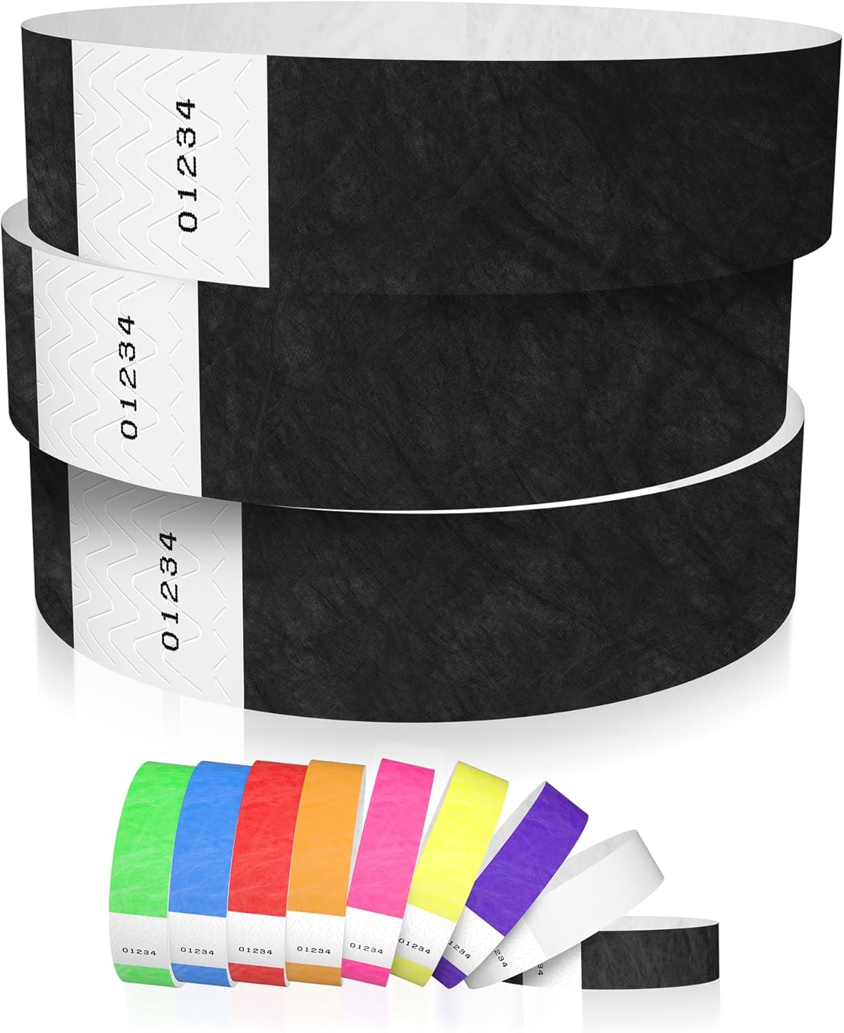 WristCo Black Tyvek Wristbands - Comfortable, Tear-Resistant Paper Bracelets for Events | 600 Count