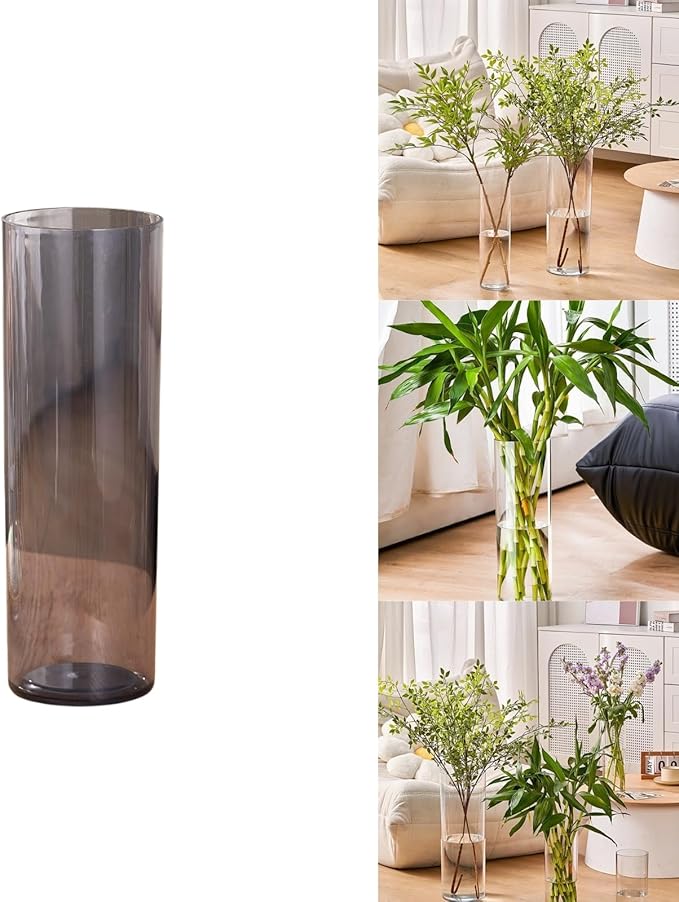Clear Acrylic Flower Vase, Modern Unbreakable Decorative Cylinder Vase for Wedding Bouquets, Centerpieces, and Home Decor - 10cm Diameter, 25cm Height