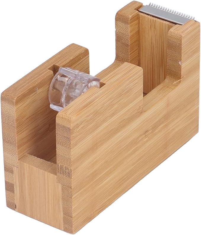 Desktop Tape Dispenser, Wood Tape Cutter Holder, Adhesive Roll Base for Office Desk, Mini Tape Dispenser with Non - Slip Design, Portable Stationery Tool for Students and of