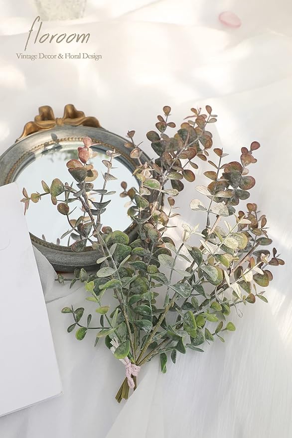 Floroom Artificial Spiral Eucalyptus Stems Faux Greenery Spray, 3pcs Best Filler Fake Plants for DIY Wedding Bouquet Table Centerpieces Floral Arrangement Home Decorations