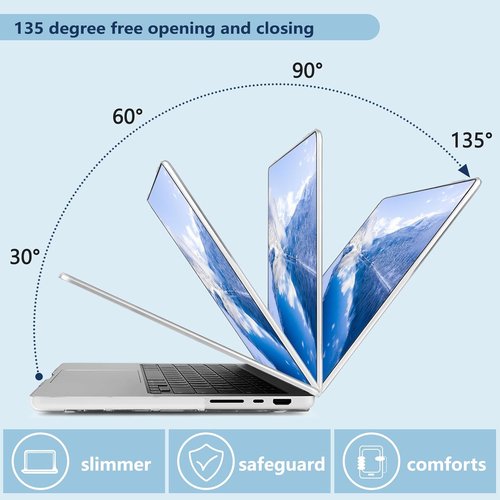 MecBevia MacBook Pro 14-Inch Case - Hard Shell Cover with Keyboard & Screen Protector | Pink Marble