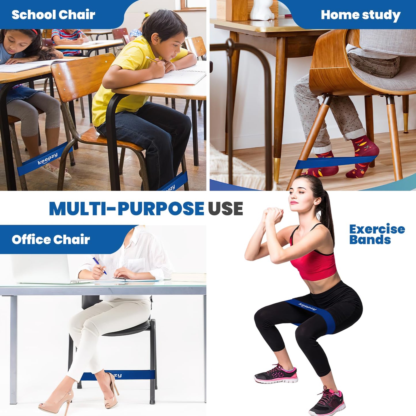 Skiennix Anti-Slip Chair Bands - 12 Pack for Kids with Fidgety Feet | ADHD Sensory Desk Bands