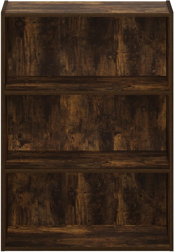 Furinno PASIR Book Shelf, 3-Tier Bookshelf, Storage Shelves Bookcase, 9.7 x 23.7 x 31.5, for Living Room, Bedroom, Home Office, Amber Pine