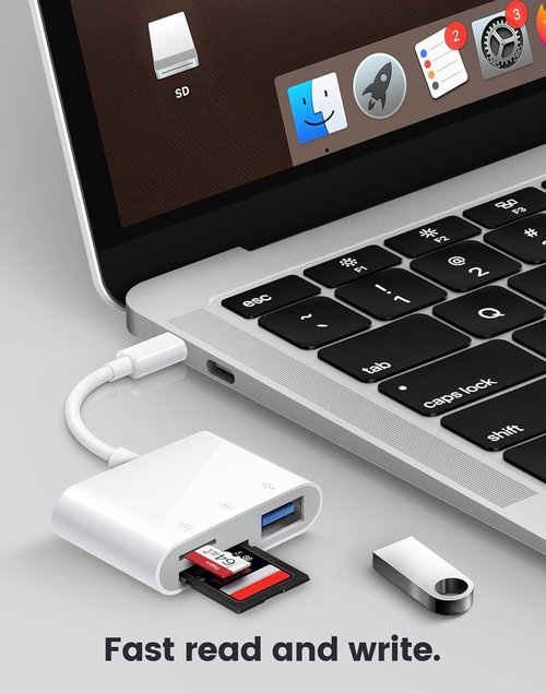 Oyuiasle USB-C SD Card Reader - Fast Memory Card Adapter for iPhone 15/16, iPad, MacBook Pro, Galaxy