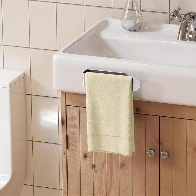 Adhesive Towel Holder, 8 Inch Self Adhesive Hand Towel Racks Bar Stick on Wall for Bathroom, Kitchen Cabinet, RV, Brushed Nickel