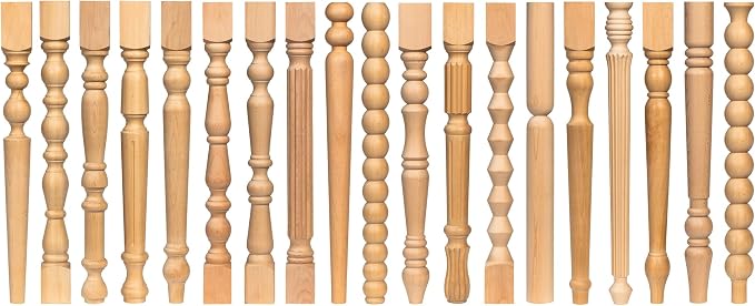 Beech Wood Modern Farmhouse Table Leg – Hanmade Turned Design – Unfinished Spindle Legs for DIY Furniture, Coffee Tables, Desks & Kitchen Islands (22 Inch / 55 cm)