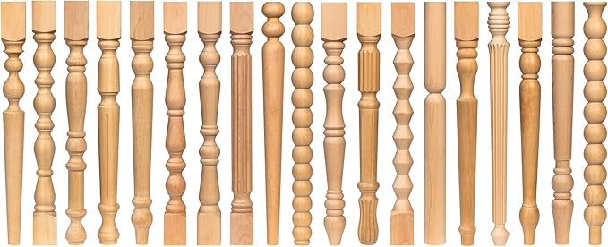 Beech Wood Modern Farmhouse Table Leg – Hanmade Turned Design – Unfinished Spindle Legs for DIY Furniture, Coffee Tables, Desks & Kitchen Islands (16 Inch / 40 cm)